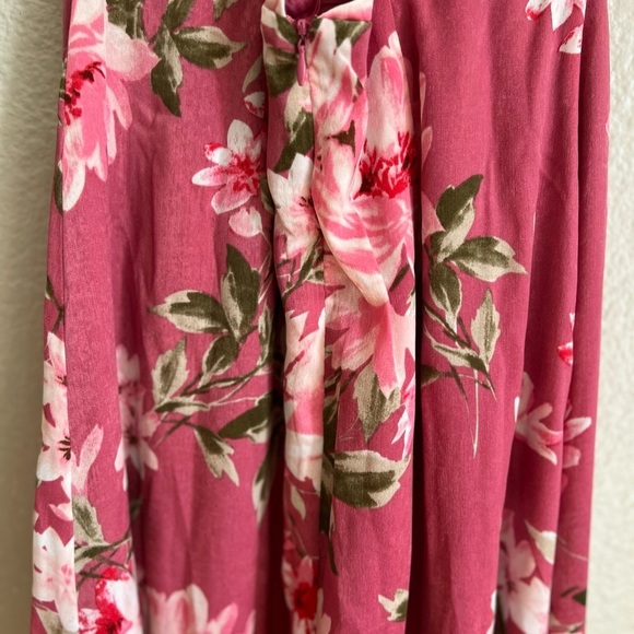 Love of Romance Pink Floral Print Satin Cowl Neck Maxi Dress - Picture 7 of 10